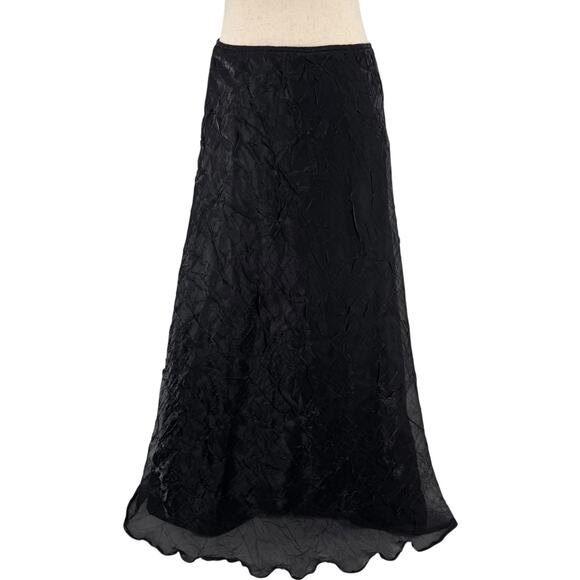 Vintage 90s Women's Black Sheer Overlay Pimkie Vampire Gothic Maxi Skirt Sz M - Picture 1 of 7